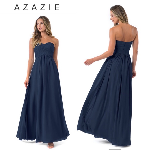 Azazie Yazmin Dark Navy bridesmaid dress - size 34 bust, 27.5 waist, 37.5 hips - Picture 11 of 12